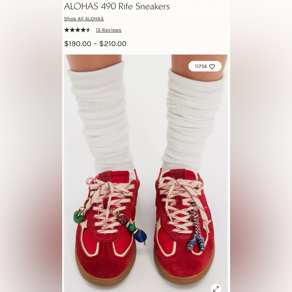 ALOHAS Rife Red Leather Sneakers Tb.490 women’s EU 38 (US 7) frm Free People NWT